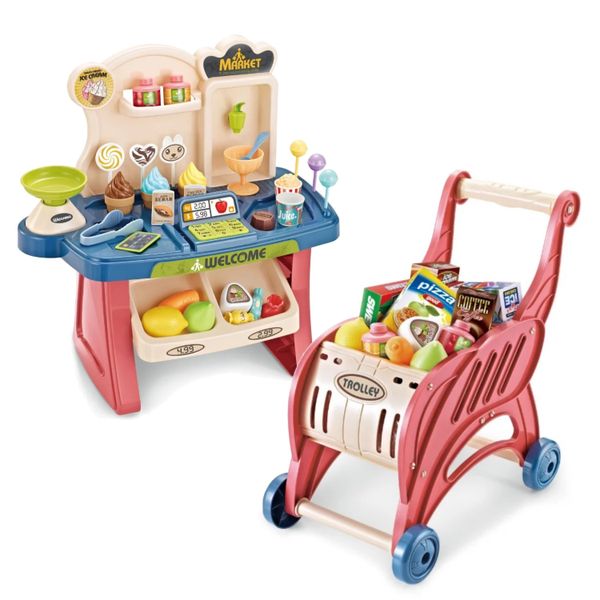 Supermarket Shopping Cart and Cash Register Set - Toys for Girls - 40pc