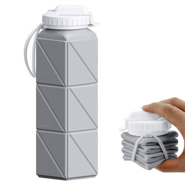 Collapsible Silicone Water Bottle, BPA- Free Leakproof -620ml