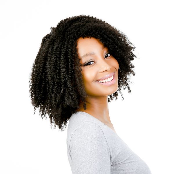 Magic Short Afro Kinky Curly Synthetic Wig 150% Density Natural Black Color