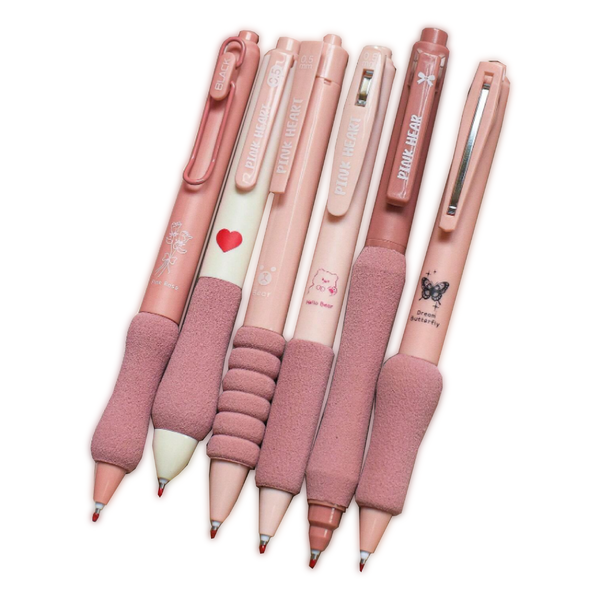 6-Pack Pink Retractable Ballpoint Pens, 0.5mm Tip