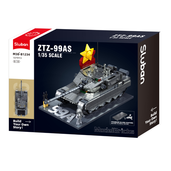 Sluban Buildling Set: Model Bricks - ZTZ-99AS Tank - 1079 Pieces