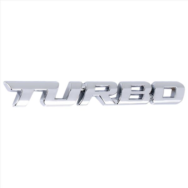 TURBO Universal Car Auto 3D Metal Decal Sticker, Silver