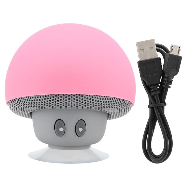 Mini Bluetooth Wireless Mushroom Speaker Subwoofer With Suction Cup Pink