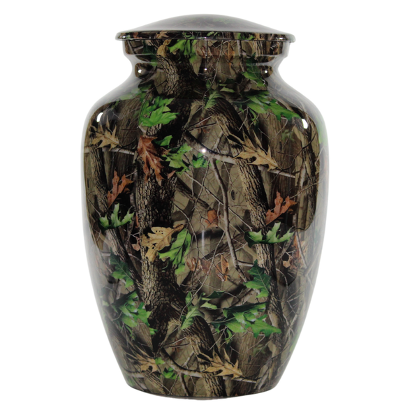 Jungle Camoflage Theme Aluminium Memorial Cremation Urn For Ashes