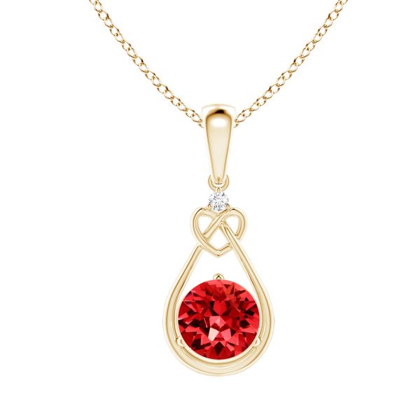 Stella Luna Knotted Heart Pendant-Swarovski Ruby Crystal Gold