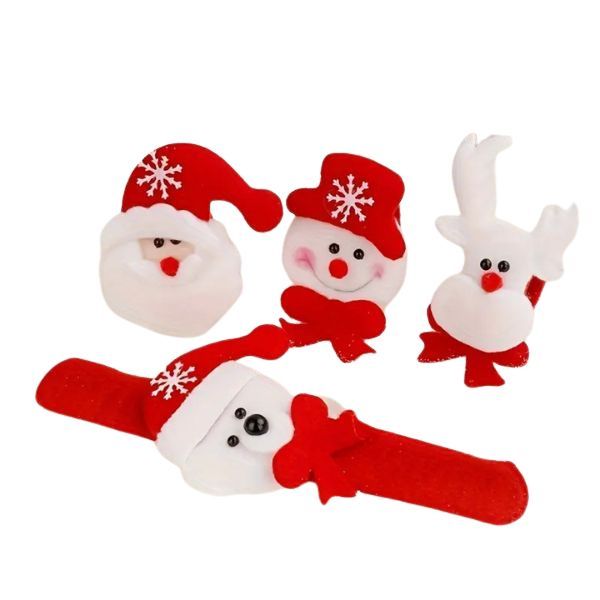 4Pack Christmas Themed Snap Bracelets- Santa, Snowman, Reindeer, Polar Bear