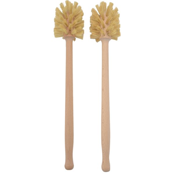 2 Pack Wood Toilet Brush Made Of Beechwood With 360 Cleaning Power