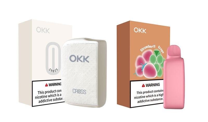 OKK Pure White Cross Vape Device with 30mg Strawberry Grape Cartridge