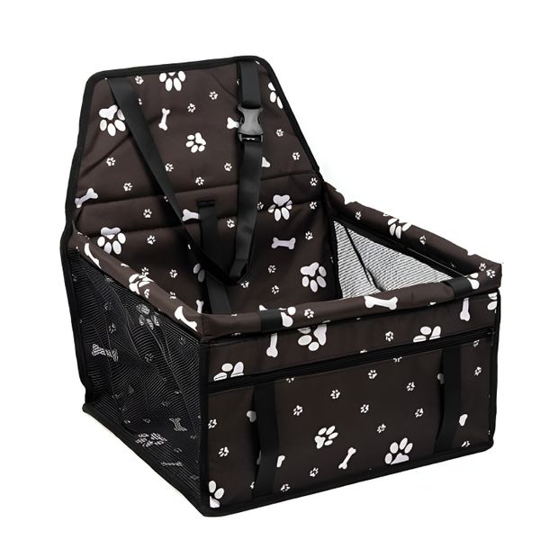 35x40x25 cm Foldable Pet Booster Car Seat with Clip On Leash - Black