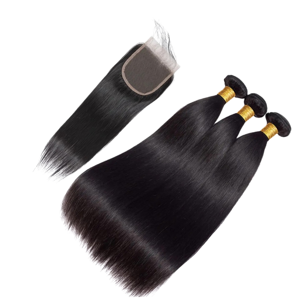 FMBP 22" Inches peruvian Straight Hair Plus Closure