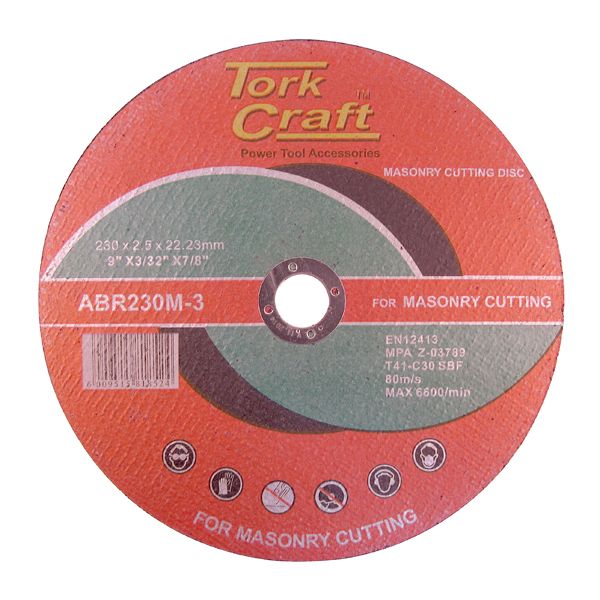 Tork Craft - Cutting Disc - Masonry - 230mm x 2.5mm x 22.22mm - 6 Pack