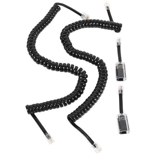 Telephone Cord Detangler, 2 Pack Black 1.1 Ft Coiled 2 Pack Black