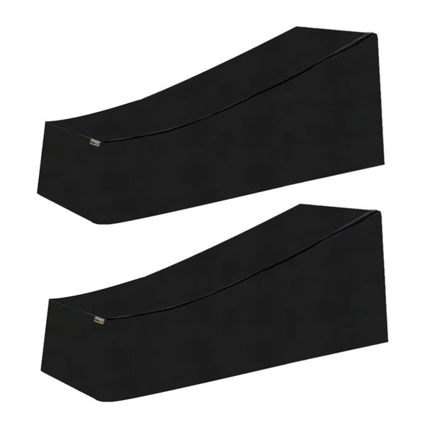 Oxford Cloth Chair Covers for Outdoor Beach Chair/Lounger-Black-2Pieces Set