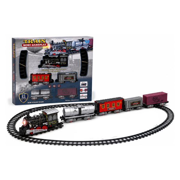 Steam Train Set with Track, Lights &amp; Sound- Toys for Boys &amp; Kids