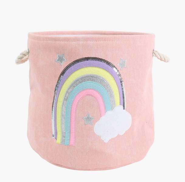 Girls First Laundry Basket with Rainbow - Pink