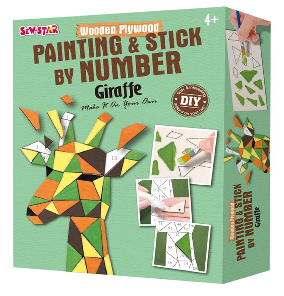Sew-Star Fun Wooden Giraffe Painting &amp; Stick by Numbers DIY Kit
