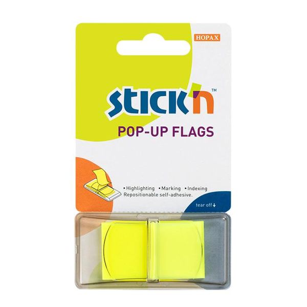 Stick'n Pop Up Flags Neon Lemon 45x25mm - 50 sheets per pad