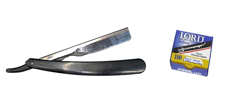 Folding Razor (No Guard) - Black + Super Stainless Blades (100's)