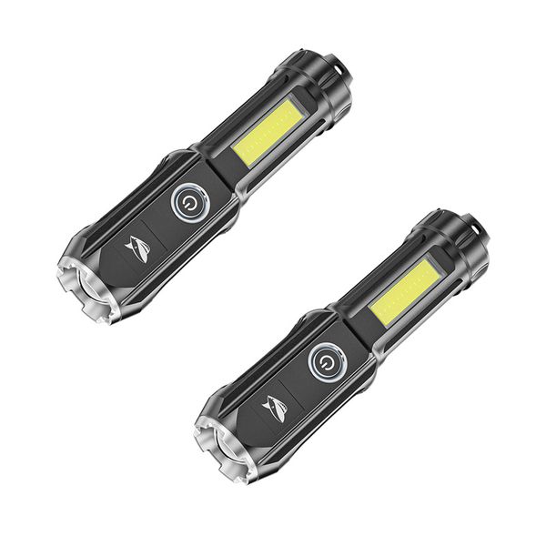 Smiling Shark 2 Pack 4-Core USB Rechargeable Flashlight LED COB Torch-622E
