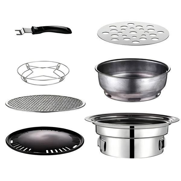 Portable BBQ Grill Stainless Steel Charcoal Stove for 1-5 People Camping
