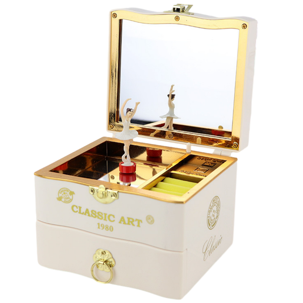 Music Box Jewelry Organizer Double Layer Music Box with Dancing Ballerina