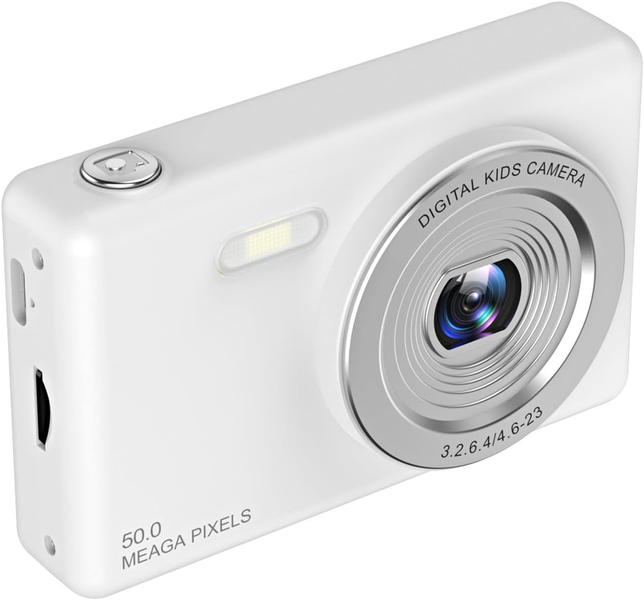 Digital Camera, 48MP HD, 2.4-inch HD Screen, 8X Zoom Anti Shake, White