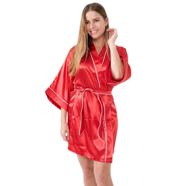 Satin Robe Gown - Red