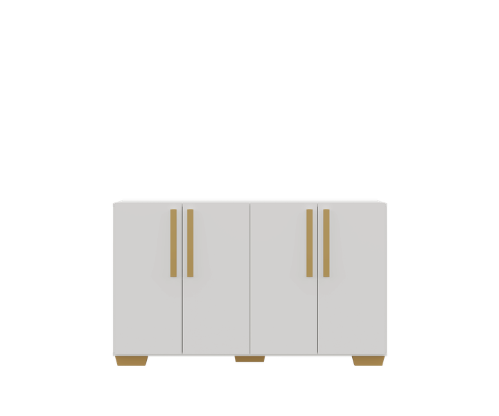 Buffet 4 Doors White +Square Feet Kit Natural