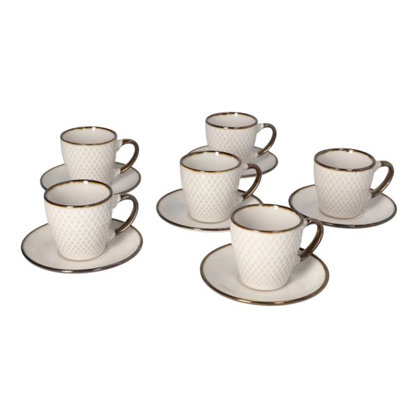 Ceramic Espresso Cup &amp; Saucer Set - 12 Pieces