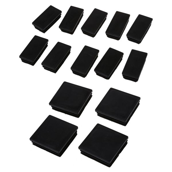 Plastic Rectangle Tube Inserts End Blanking Cap 25X50Mm 10 Pcs Black