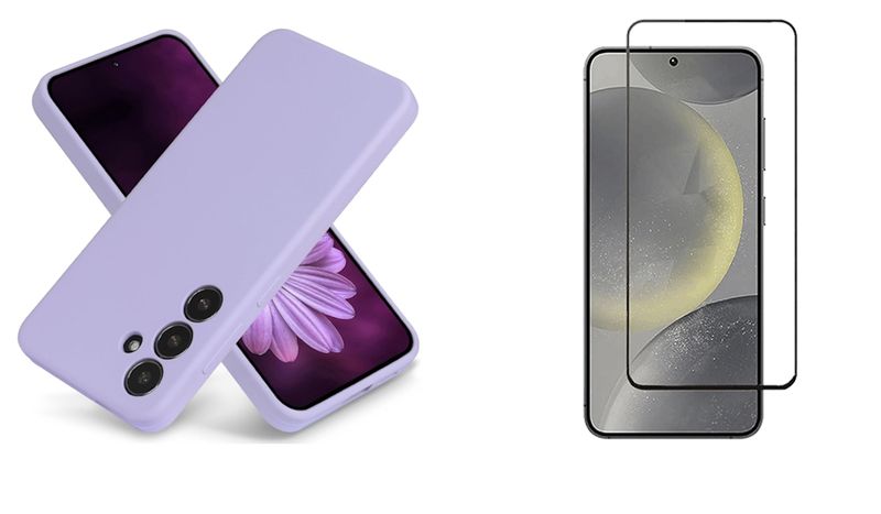 Purple Soft TPU Case &amp; Screen Protector Combo For Samsung Galaxy S24 Series