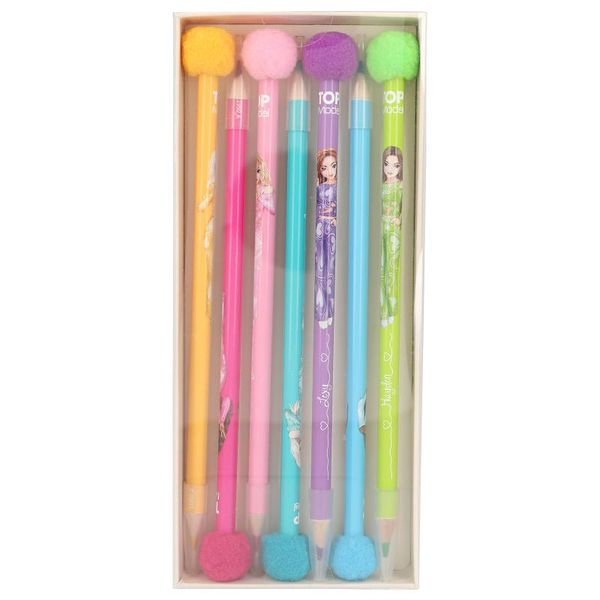 Top Model Pom Pom Coloured Pencil Set 7's