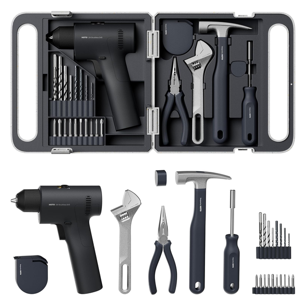 HOTO 16V Brushless Drill Tool Kit: 50N m Torque, 1700RPM, Dual Speed Modes