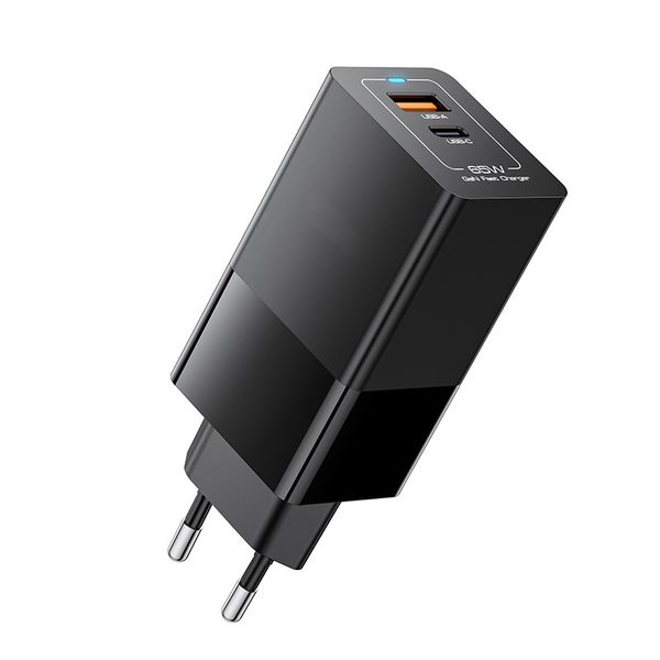 65W Dual Port Wall Charger USB 18W Charge Laptop /Phones &amp; USB-C Devices PK