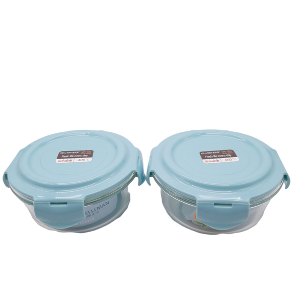 Glass 2pc Food Container Set with Lockable Lid - Blue