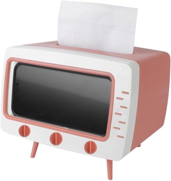 TeleBox: Entertainment Hub and Tissue Holder - Pink