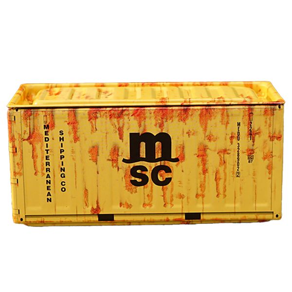 Industrial Style Mini Shipping Container Storage Model - Vintage Yellow