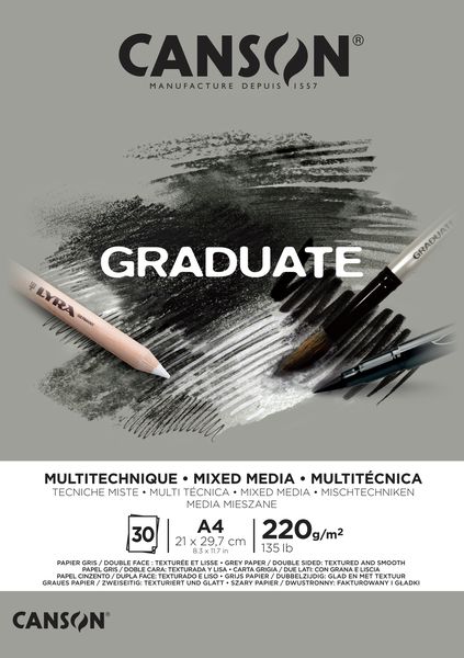 Canson GRADUATE Mix Media Pad Grey 30S A4 220G