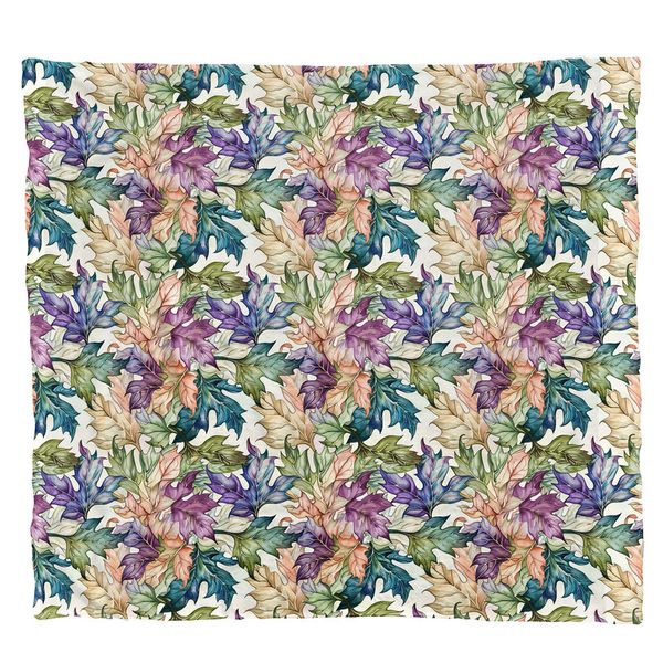 Large Leaves Light Weight Fleece Blanket