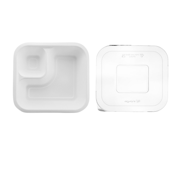 Vegware 550ml Gourmet Dipping Base with Lid | Compostable Food Tray Set