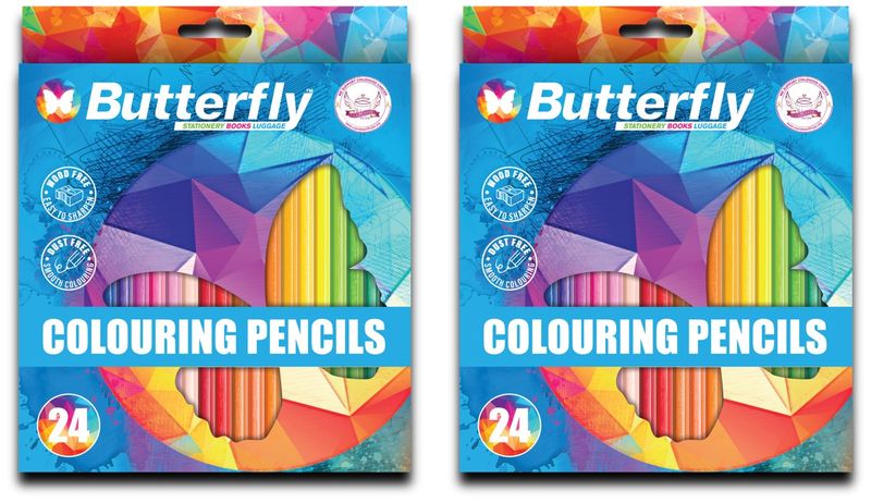 Butterfly Colour Crayons - Pencil (24) Wood-Free X2