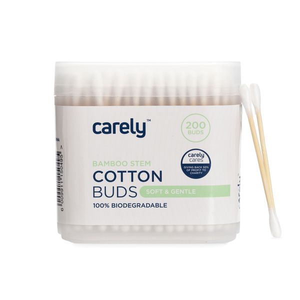 Carely Bamboo Stem Cotton Buds - 200 Buds (6 Pack)