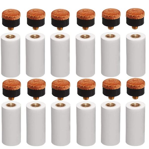12 Sets 12Mm Billiard Pool Cue Tips With Pool Cue Ferrule For Snooker