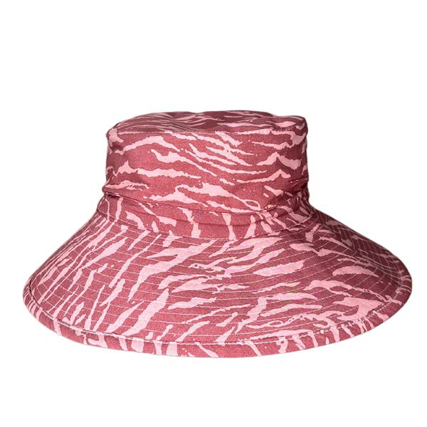 Pink Animal Print Ladies Bucket Sun Hat with Extra Cover