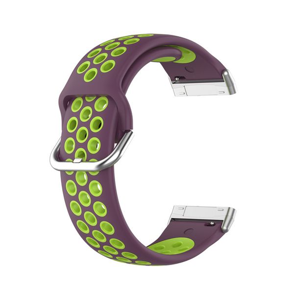 Silicone Sports Strap for Fitbit Versa 3 / Versa 4 -Purple &amp; Lime