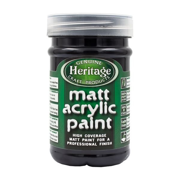 Heritage Pure Acrylic Paint 250ml - Matt Black