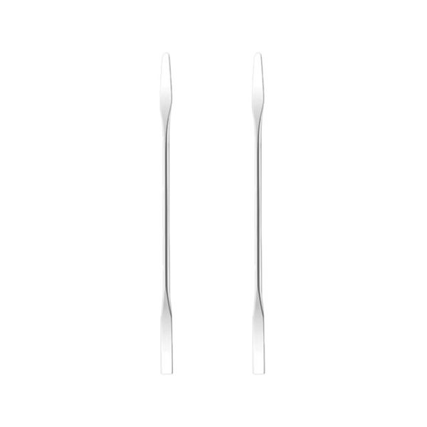 2-Pack Stainless Steel Dual-Ended Nail Color Mixing Sticks - Silver