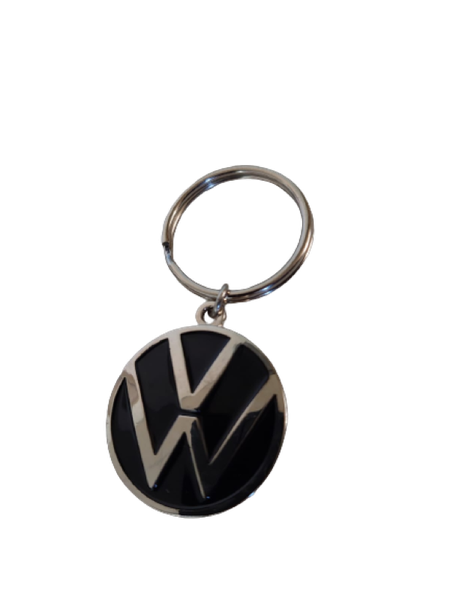 VW Car Logo Key Ring - Black Back Round