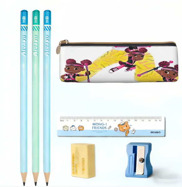 Action-Packed Girls Cartoon Pencil Case - Fun School Stationery Pouch