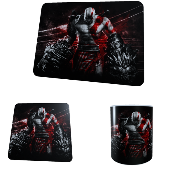 God Of War Kratos - Background - Coffee Mug, Coaster and Mouse Pad Combo